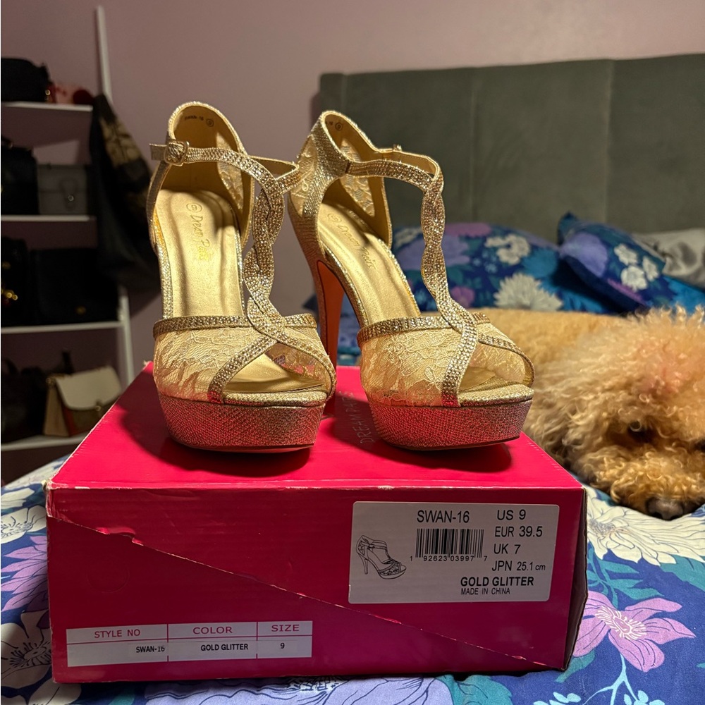 Gold Glitter Women's Heels